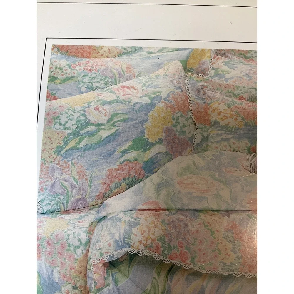 Vintage Atelier Martex Full Flat Sheet‎ Monet's Lilies Cotton Blend 1989 USA